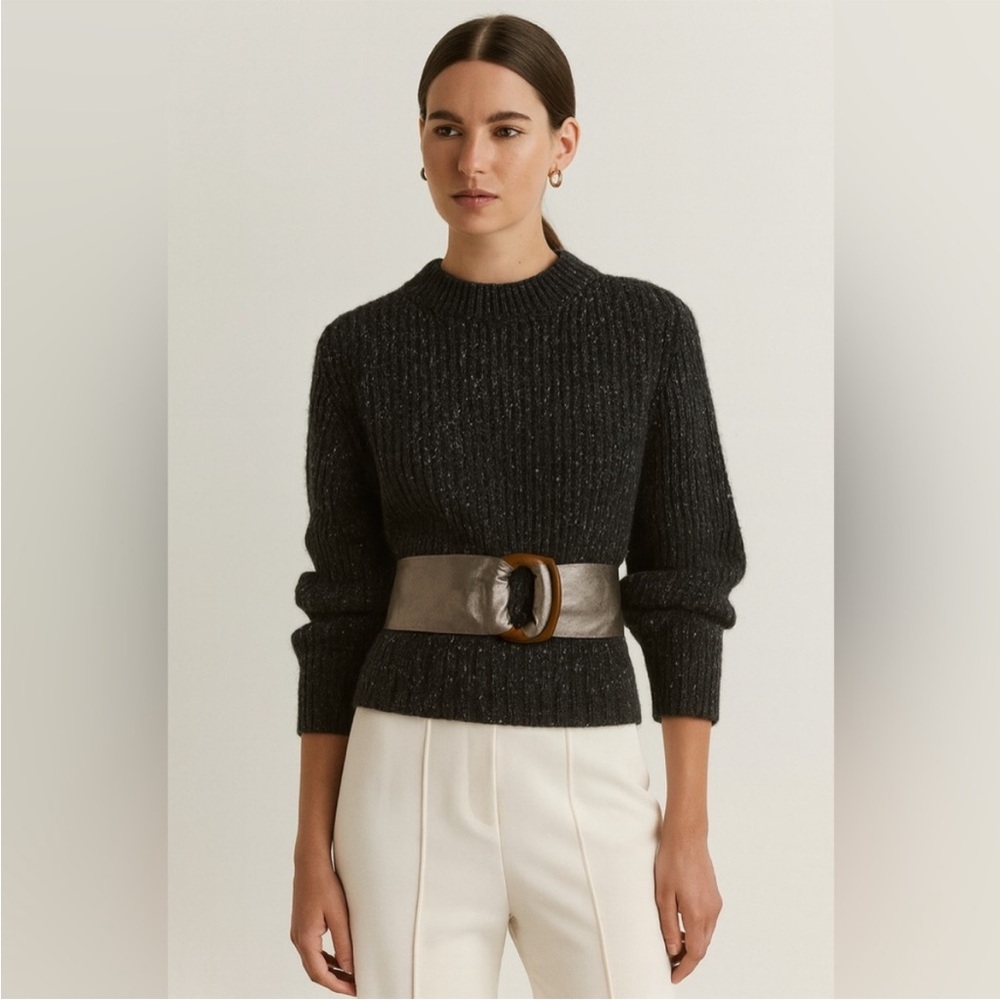 Salvatore Ferragamo Belt vintage Leather Wrap Belt Wood Clasp Silver gold